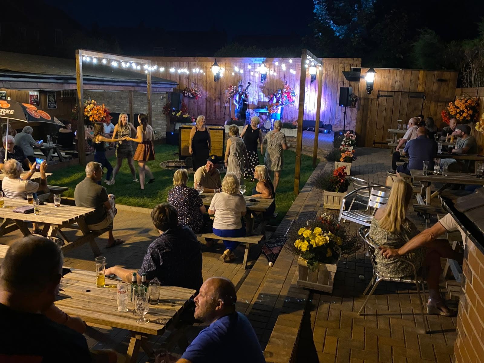 Live band performing in the beer garden